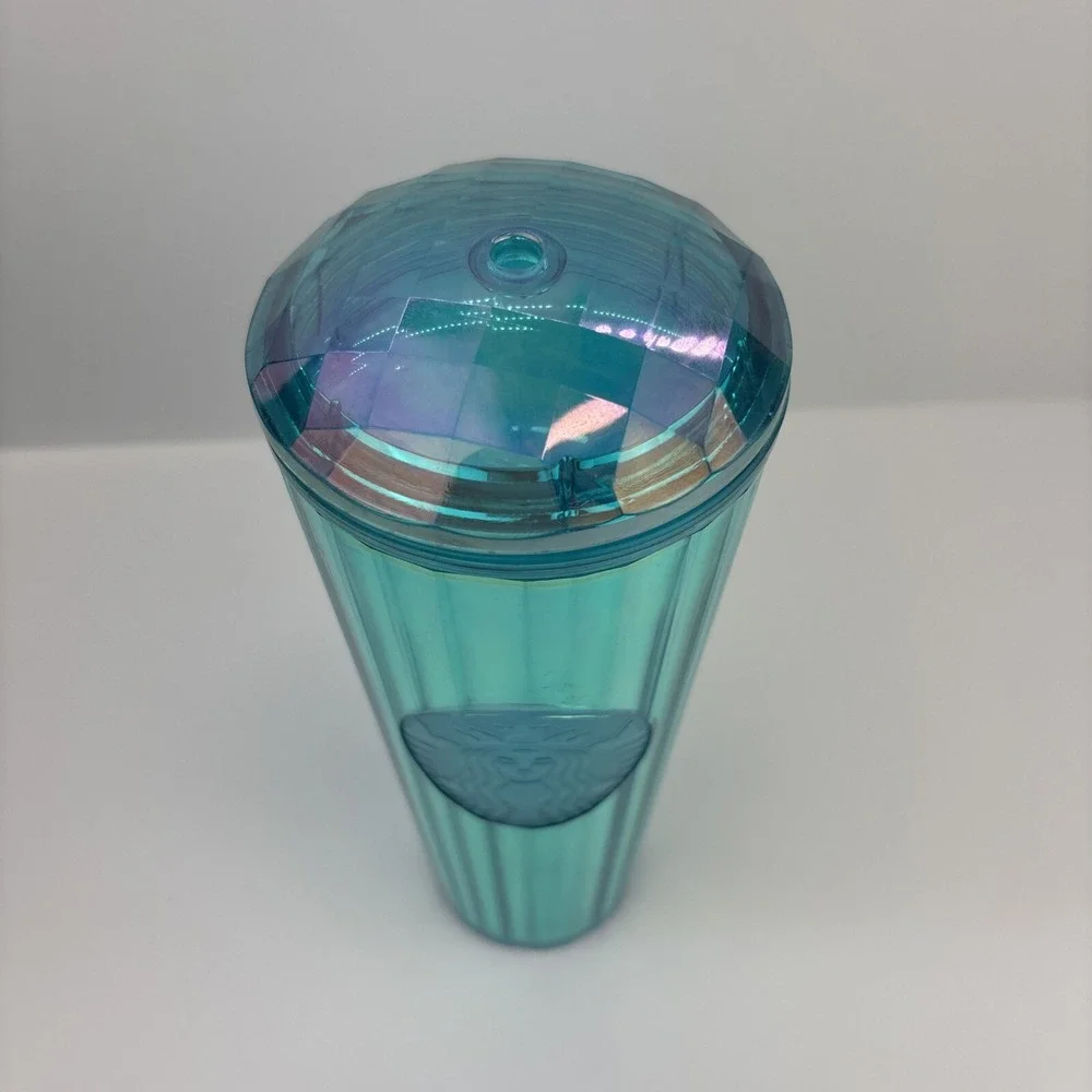 Starbucks 2021 Summer Turquoise Teal Blue Iridescent‎ Kaleidoscope Tumbler 24oz